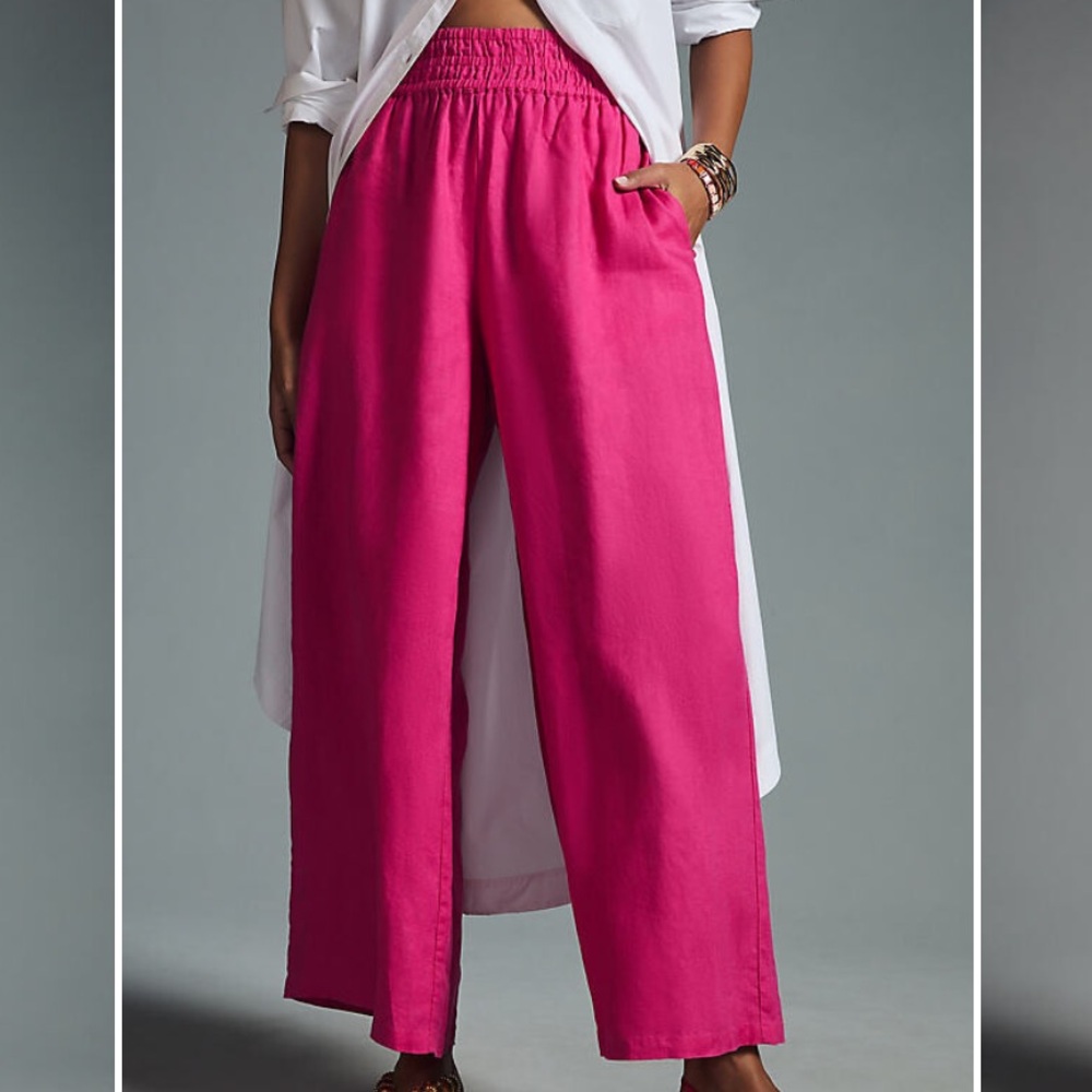 Anthropologie linen pink pants medium
